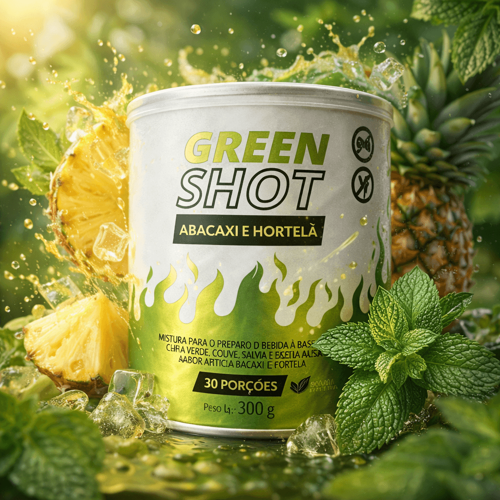 Embalagem GreenShot sabor abacaxi e hortelã